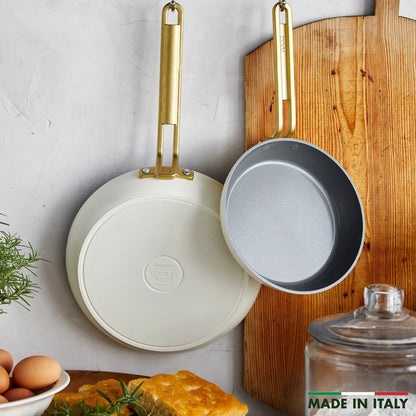 Stanley Tucci™ Ceramic Nonstick 8" and 10" Frypan Set | Carrara White