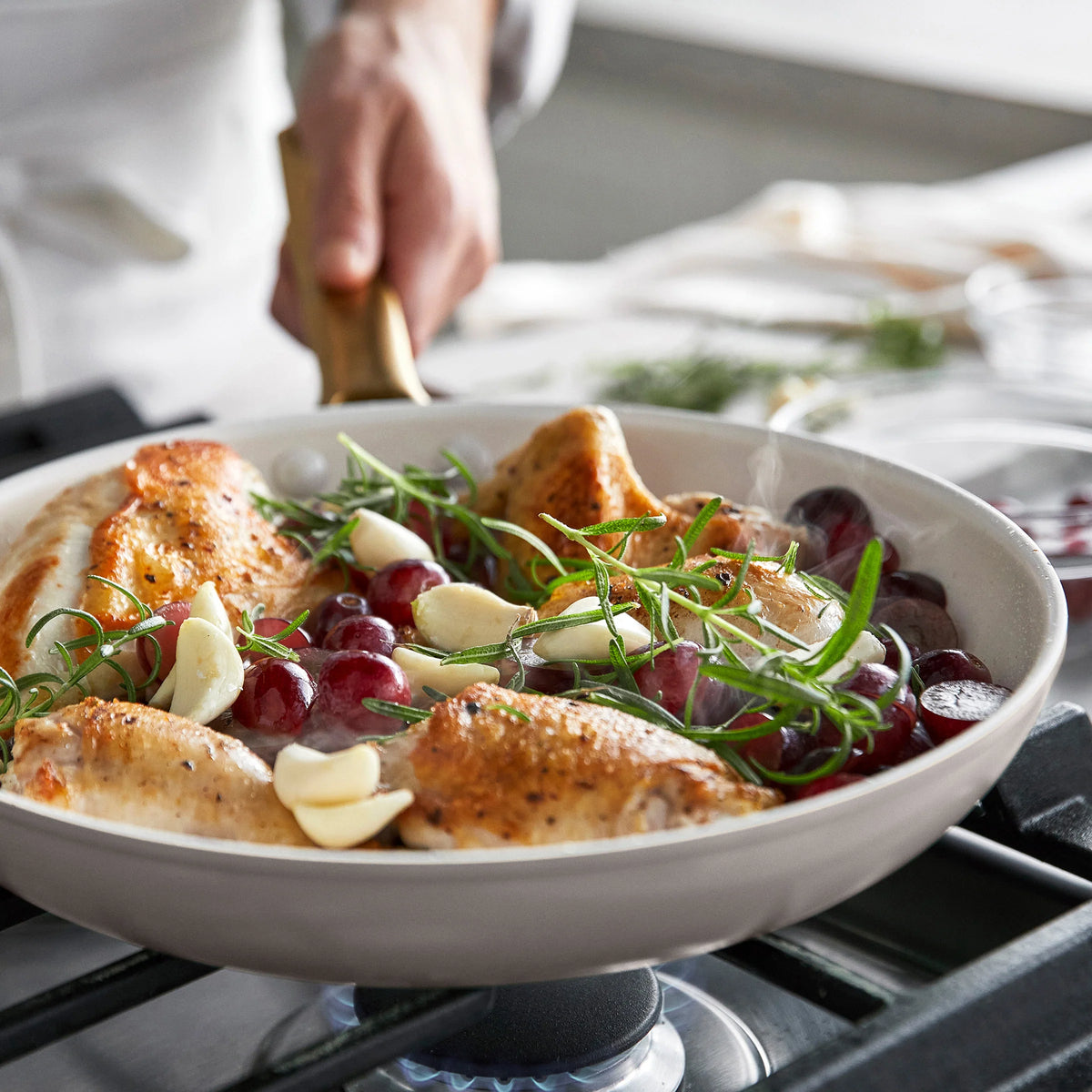 Reserve Pro Ceramic Nonstick 8", 10" and 12" Frypan Set | Oyster