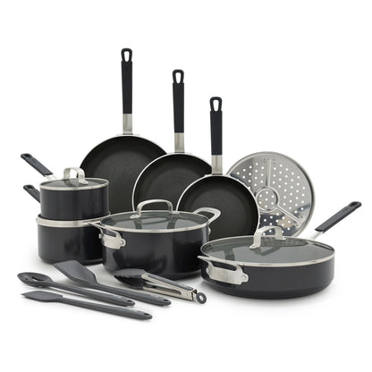 Bobby Flay by GreenPan Professional Ceramic Nonstick 16-Piece Cookware Set | Black