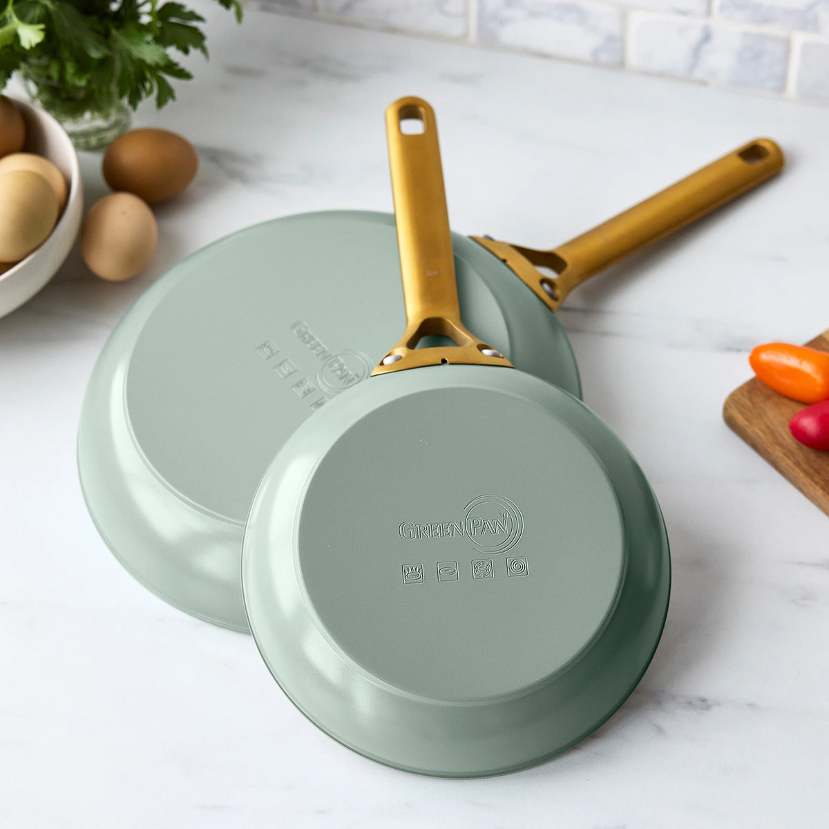 Reserve Pro Ceramic Nonstick 10" and 12" Frypan Set | Moss