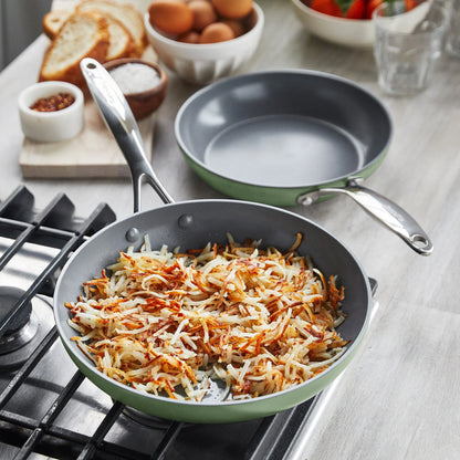 Valencia Pro Ceramic Nonstick 9.5" and 11" Frypan Set | Sage