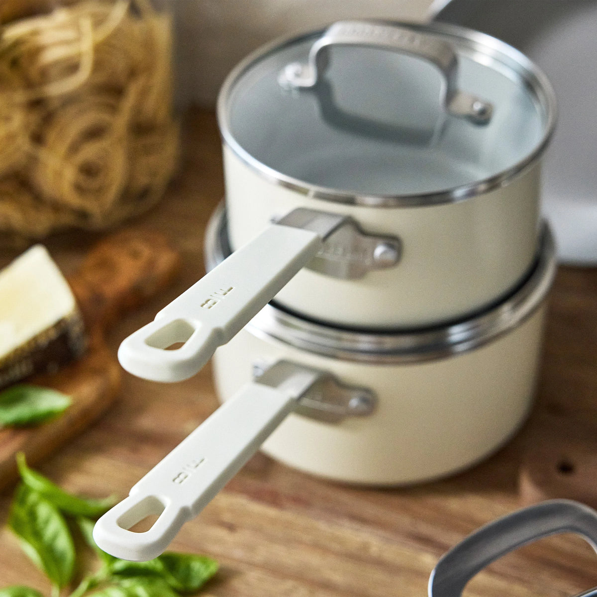 Bobby Flay by GreenPan Professional Ceramic Nonstick 16-Piece Cookware Set | Cream