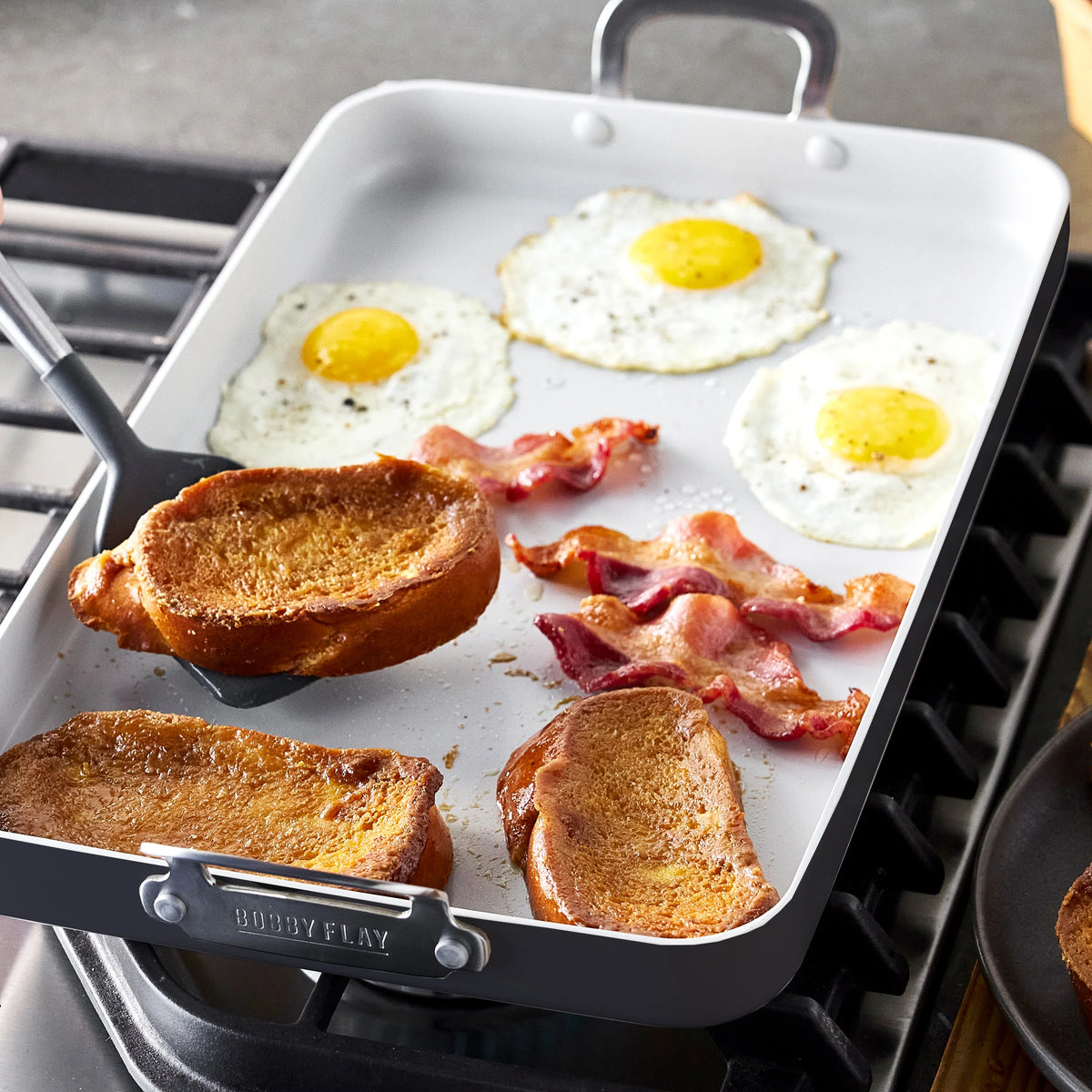 Bobby Flay by GreenPan Professional Ceramic Nonstick 18" x 11" Double Burner Griddle | Graphite