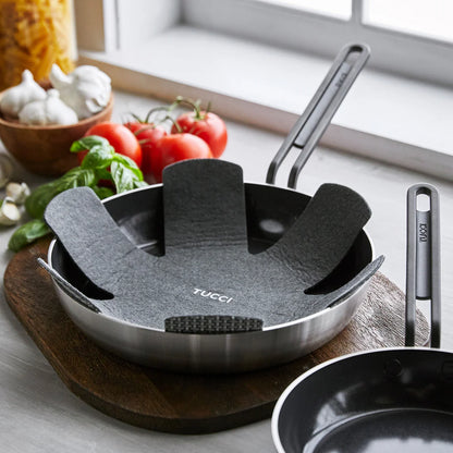 Stanley Tucci™ Stainless Steel Ceramic Nonstick 8" & 10" Frypan Set | Black Handles