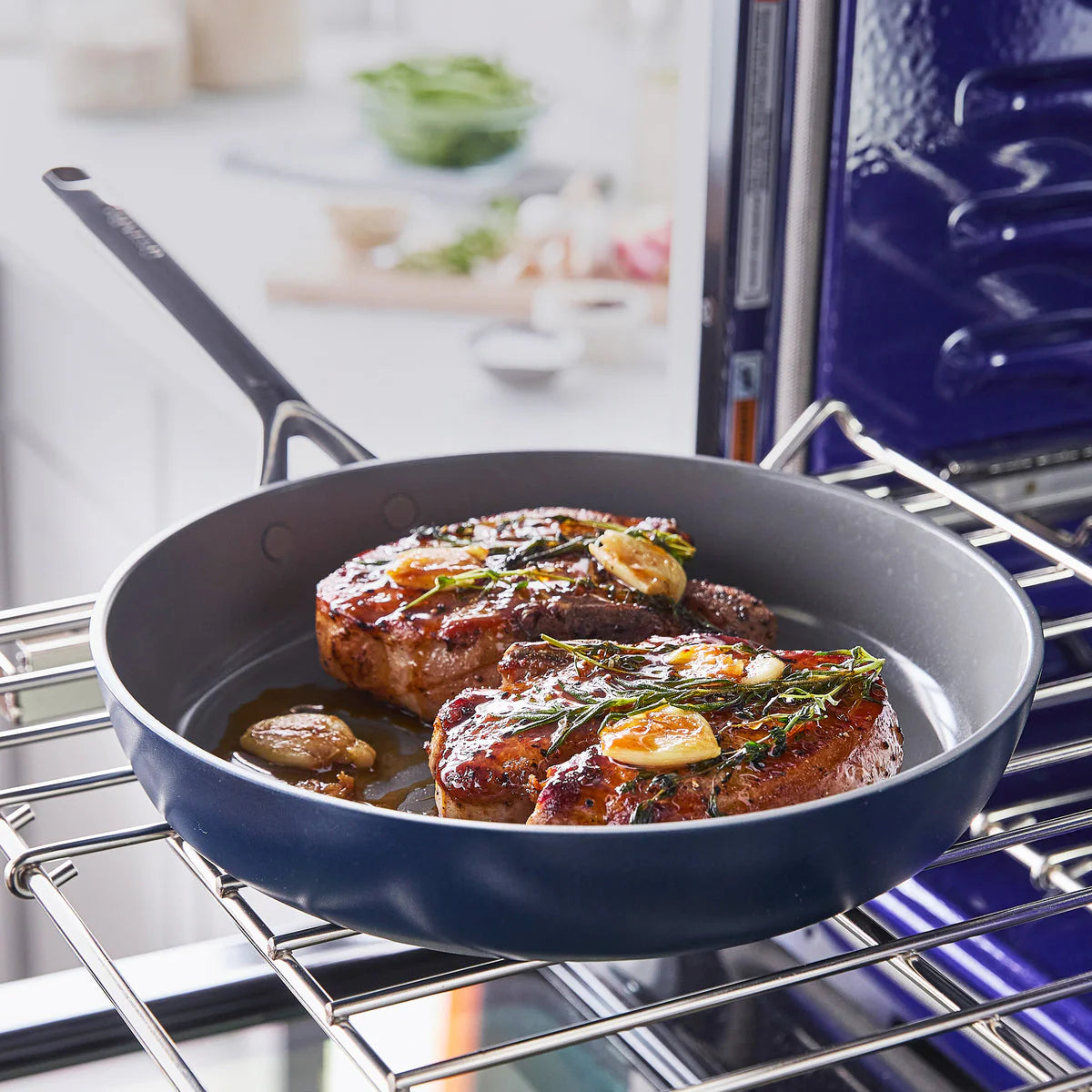 GP5 Colors Ceramic Nonstick 11-Piece Cookware Set with Mirror Handles | Oxford Blue