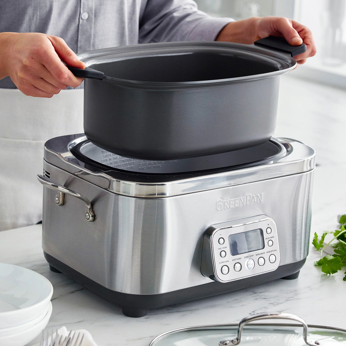 Elite 14-in-1 6-Quart Slow Cooker | Premiere Stainless Steel