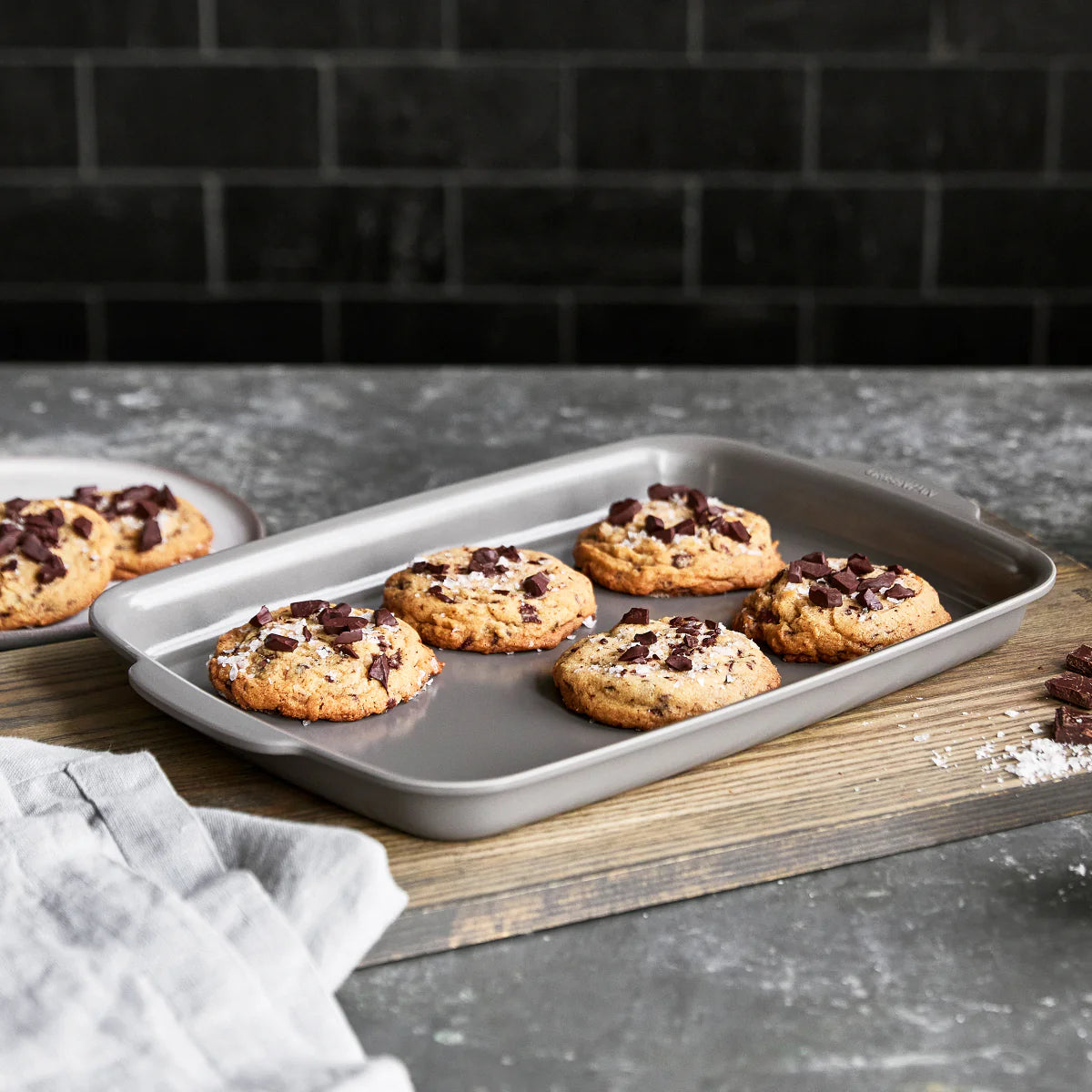 Premiere Ovenware Ceramic Nonstick 2-Piece 13" x 9"  Quarter Sheet Pan Set | Gray