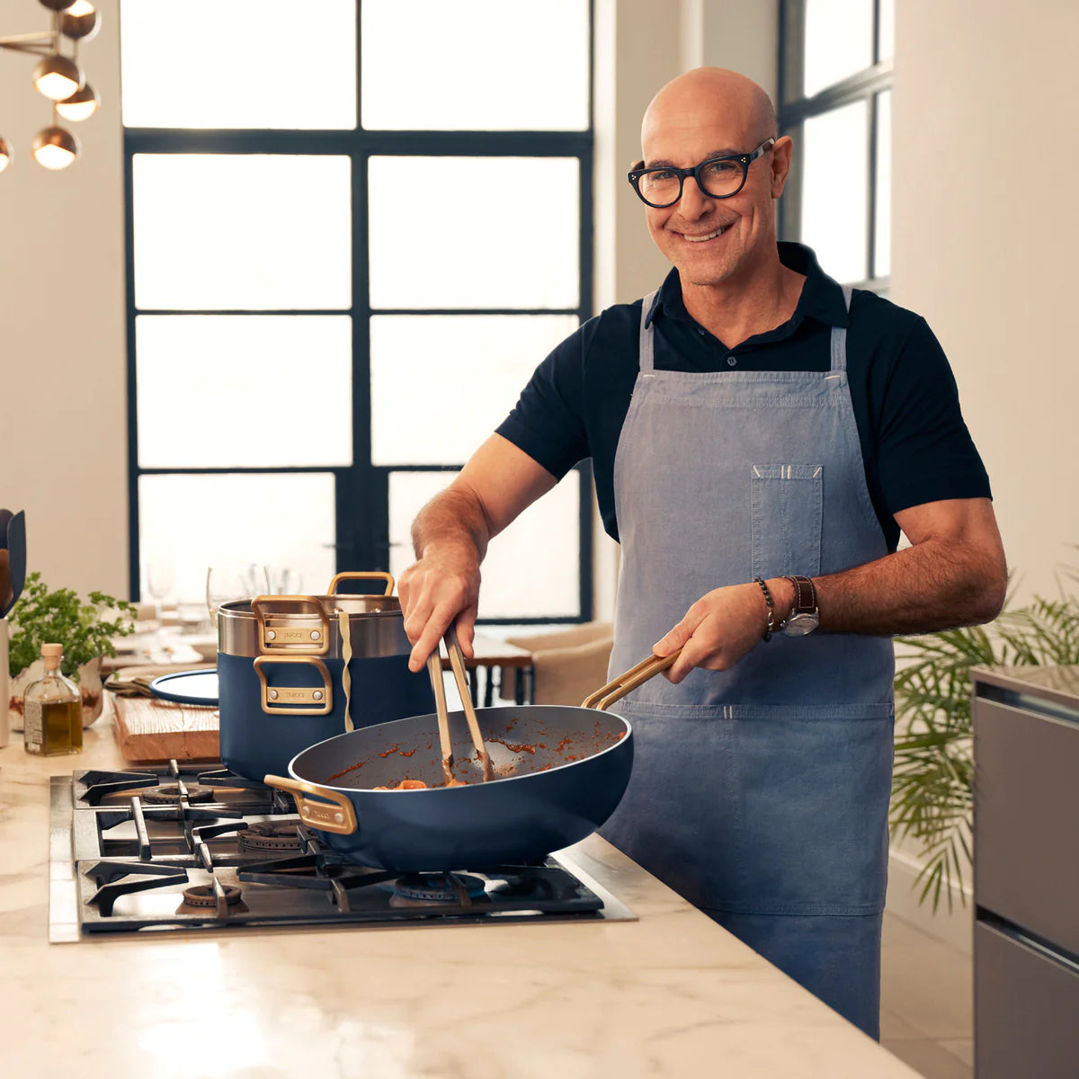 Stanley Tucci™ Ceramic Nonstick 4-Piece Frypan Set | Marino Blue