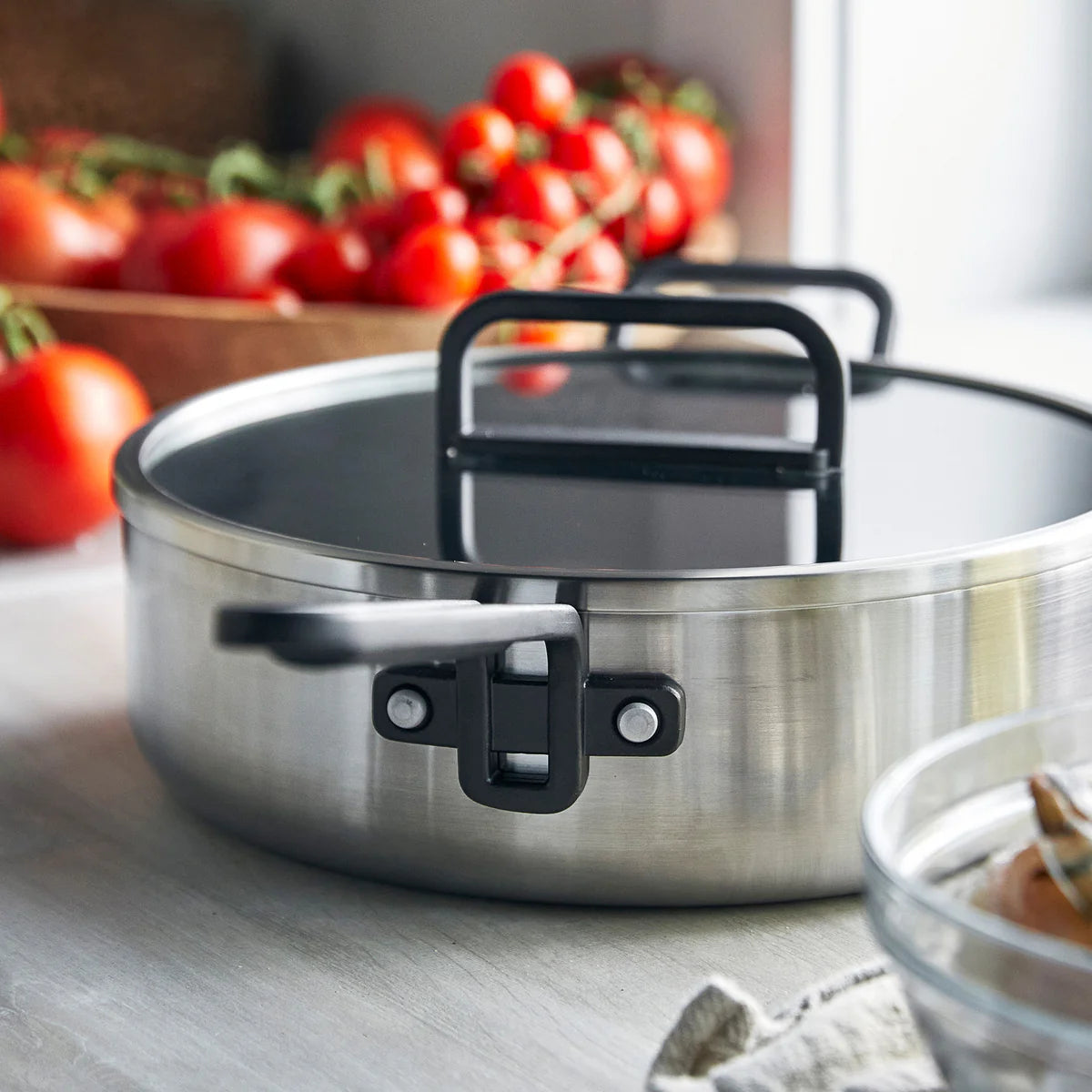Stanley Tucci™ Stainless Steel Ceramic Nonstick 11-Piece Cookware Set | Black Handles