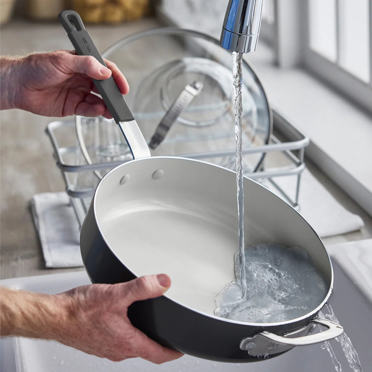 Bobby Flay by GreenPan Professional Ceramic Nonstick 4.5-Quart Sauté Pan with Lid | Graphite