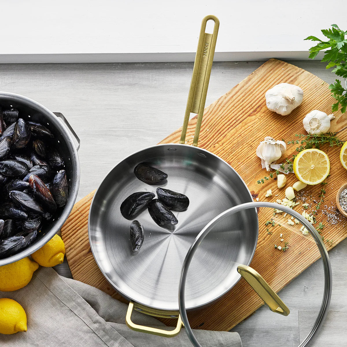 Stanley Tucci™ Uncoated Stainless Steel 4-Quart Sauté Pan with Lid