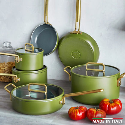 Stanley Tucci™ Ceramic Nonstick 11-Piece Cookware Set | Tuscan Olive