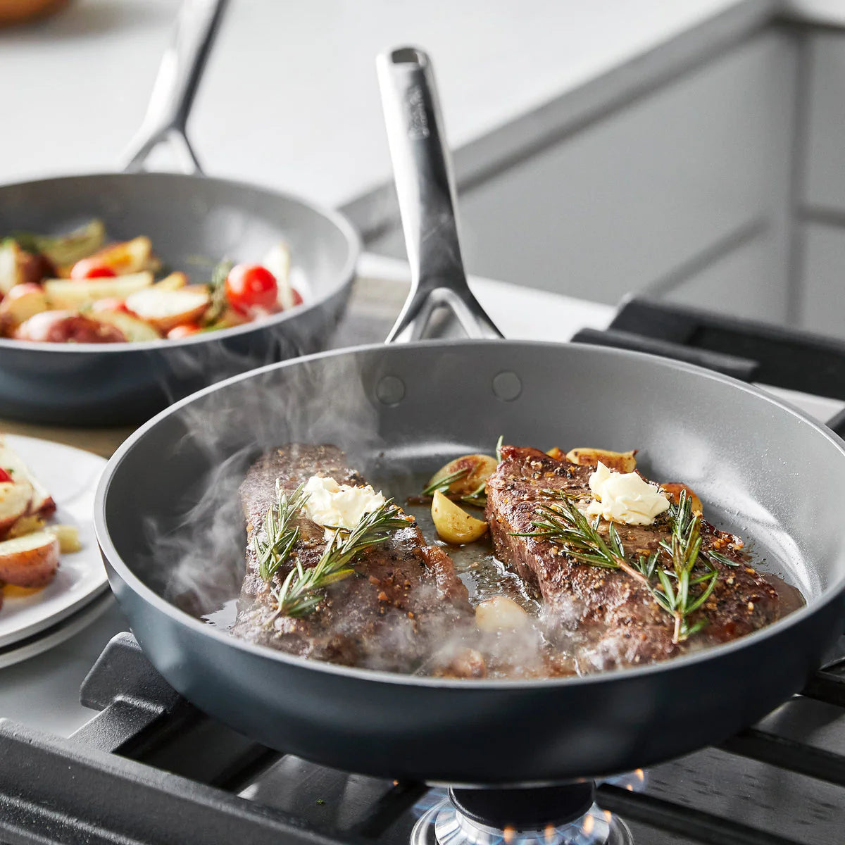 GP5 Colors Ceramic Nonstick 11-Piece Cookware Set with Mirror Handles | Slate