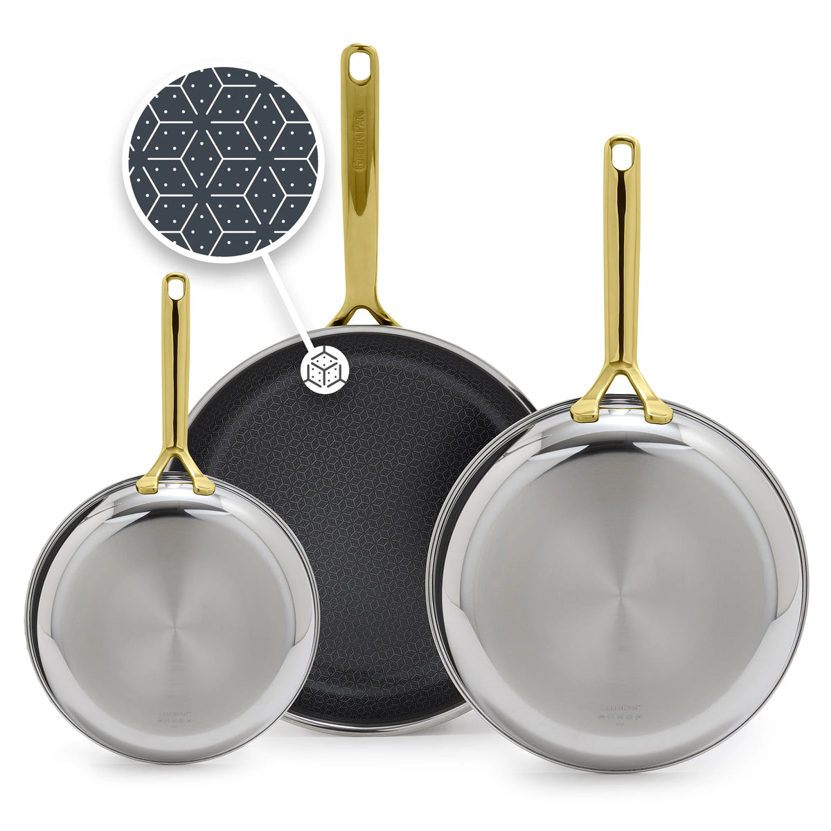Spectra Gold Thermobond Hybrid Ceramic Nonstick 8", 10" and 12" Frypan Set