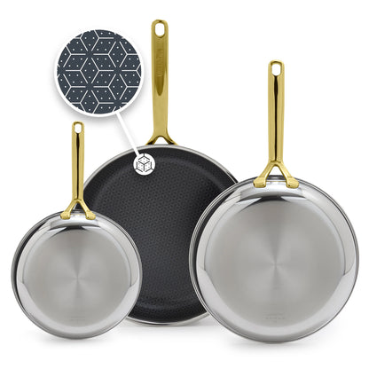 Spectra Gold Thermobond Hybrid Ceramic Nonstick 8", 10" and 12" Frypan Set