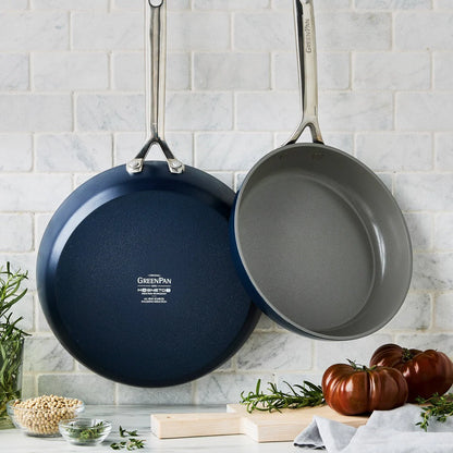 GP5 Colors Ceramic Nonstick 9.5" and 11" Frypan Set with Mirror Handles | Oxford Blue