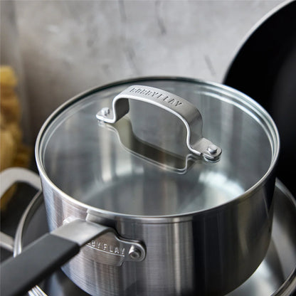 Bobby Flay by GreenPan Stainless Steel Uncoated & PFAS-Free Nonstick 12-Piece Cookware Set