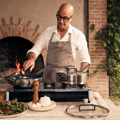 Stanley Tucci™ Stainless Steel Ceramic Nonstick 11-Piece Cookware Set | Black Handles