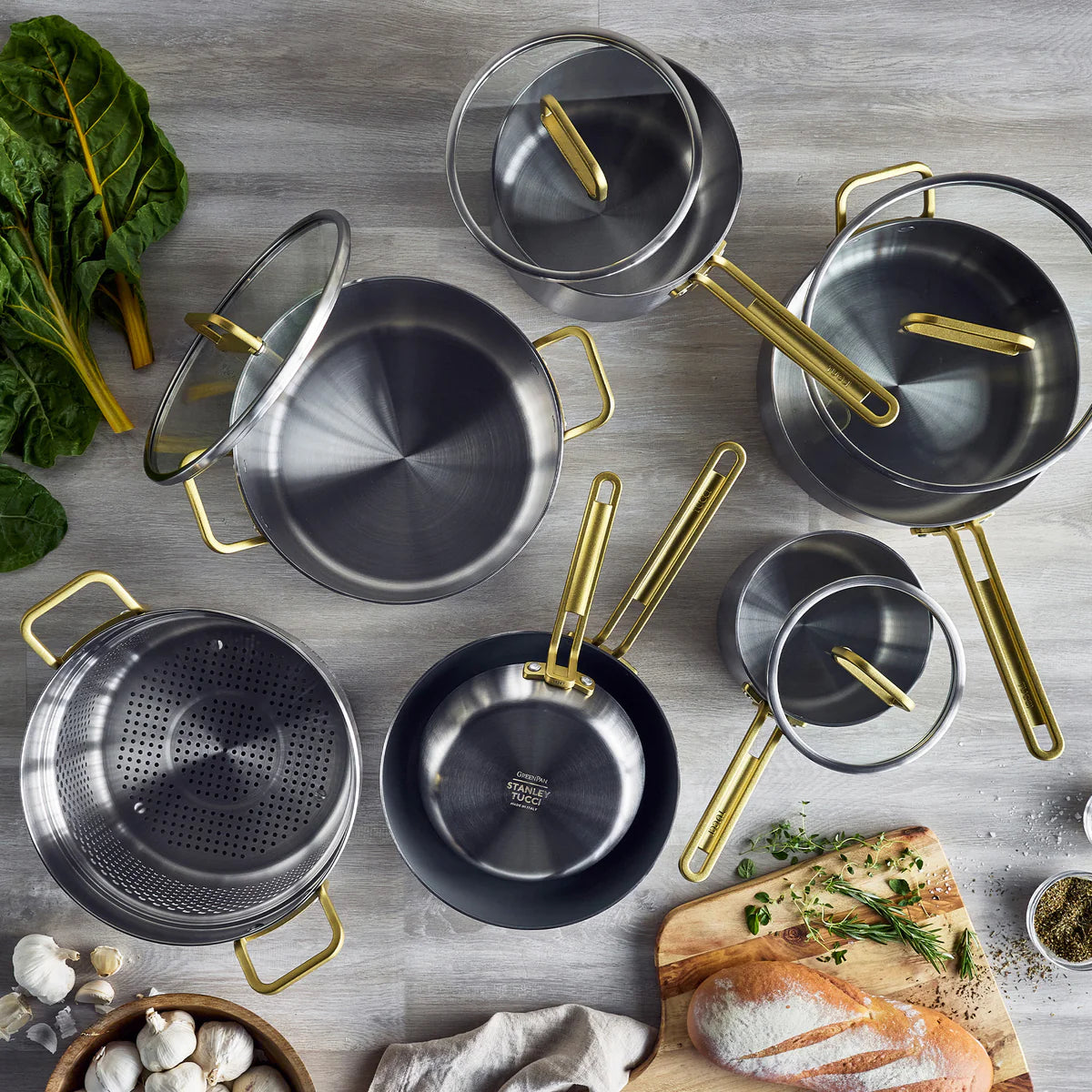 Stanley Tucci™ Mixed Material Stainless Steel 11-Piece Cookware Set