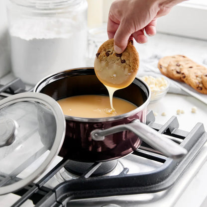 Merten & Storck Steel Core Enameled 2-Quart Saucepan with Lid | Chocolate Truffle