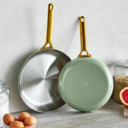 Reserve Pro Uncoated Stainless Steel 10" and 12" Frypan Set | Sage