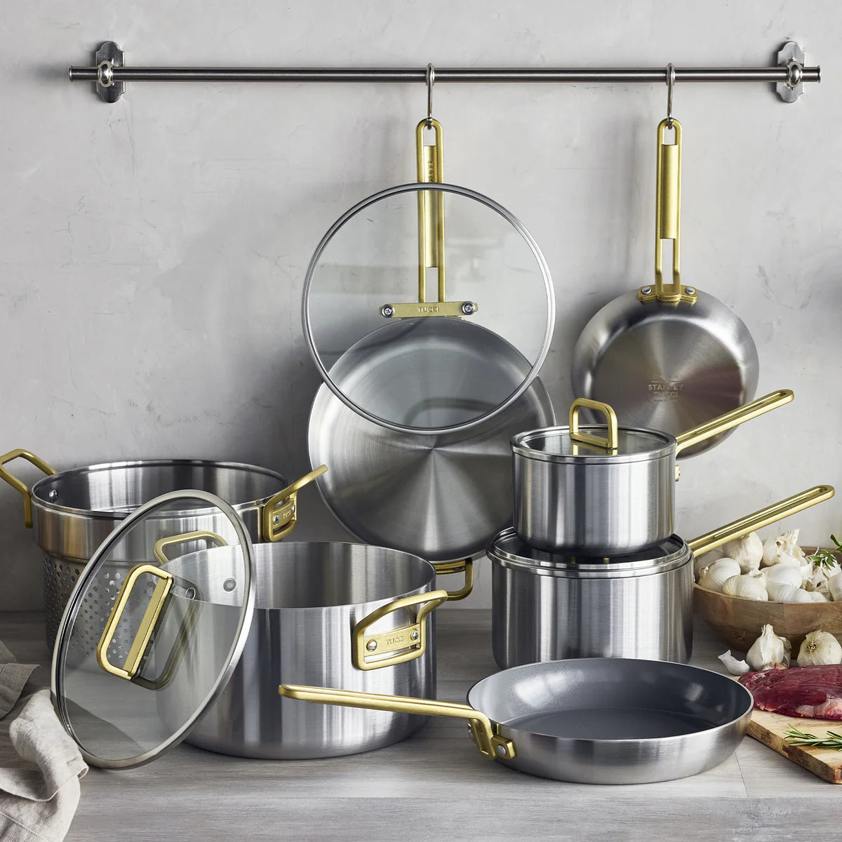 Stanley Tucci™ Mixed Material Stainless Steel 11-Piece Cookware Set