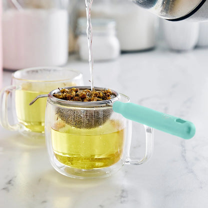 GreenLife Stainless Steel Mesh Strainers, Set of 4 | Turquoise