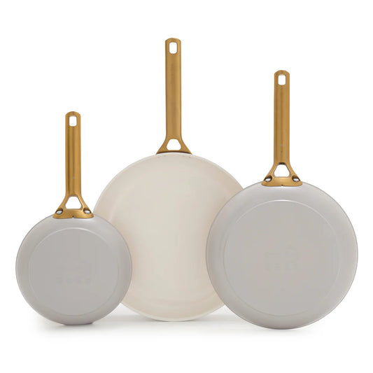 Reserve Pro Ceramic Nonstick 8", 10" and 12" Frypan Set | Oyster