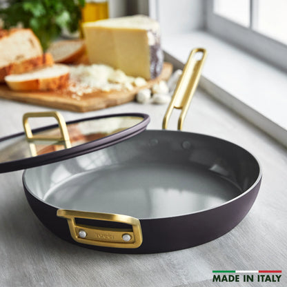 Stanley Tucci™ Ceramic Nonstick 12" Frypan with Lid | Calabrian Fig
