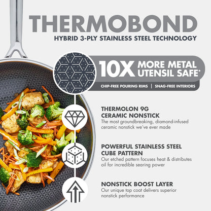 Spectra Thermobond Hybrid Ceramic Nonstick 12" Wok with Lid