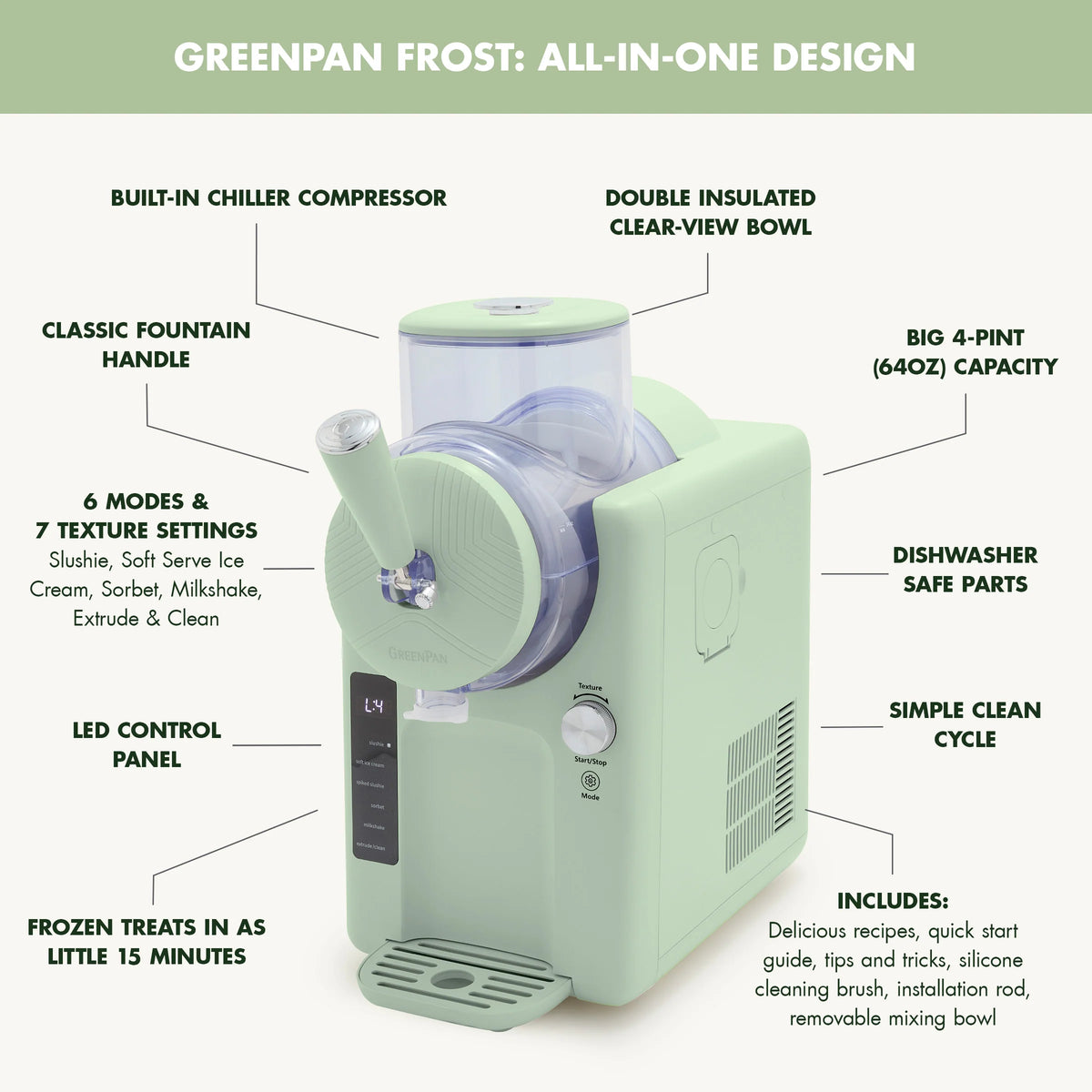Frost Classic 15-in-1 Ice Cream & Frozen Drink Maker | Pistachio
