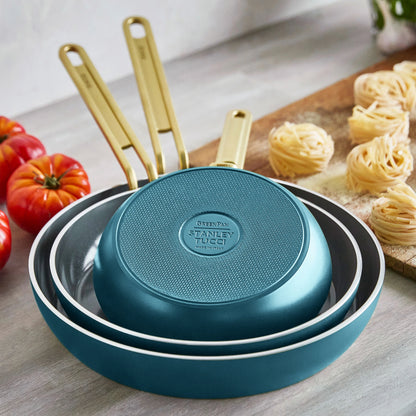 Stanley Tucci™ Ceramic Nonstick 8", 10" and 12" Frypan Set | Venetian Teal
