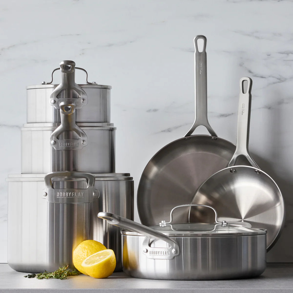 Bobby Flay by GreenPan Chef Series Uncoated Stainless Steel 10" and 12" Frypan Set