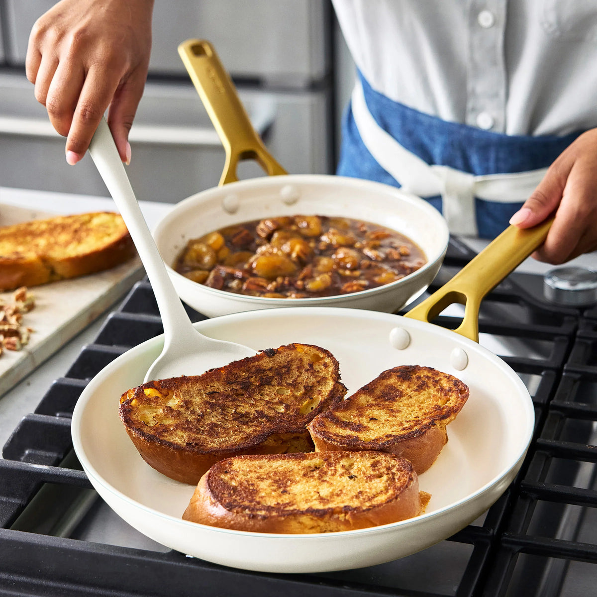 Reserve Pro Ceramic Nonstick 8", 10" and 12" Frypan Set | Cream
