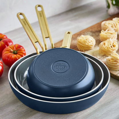 Stanley Tucci™ Ceramic Nonstick 8", 10" and 12" Frypan Set | Marino Blue