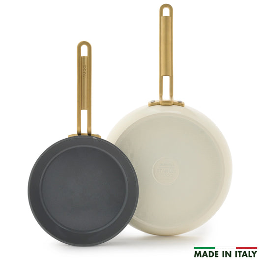 Stanley Tucci™ Ceramic Nonstick 8" and 10" Frypan Set | Carrara White
