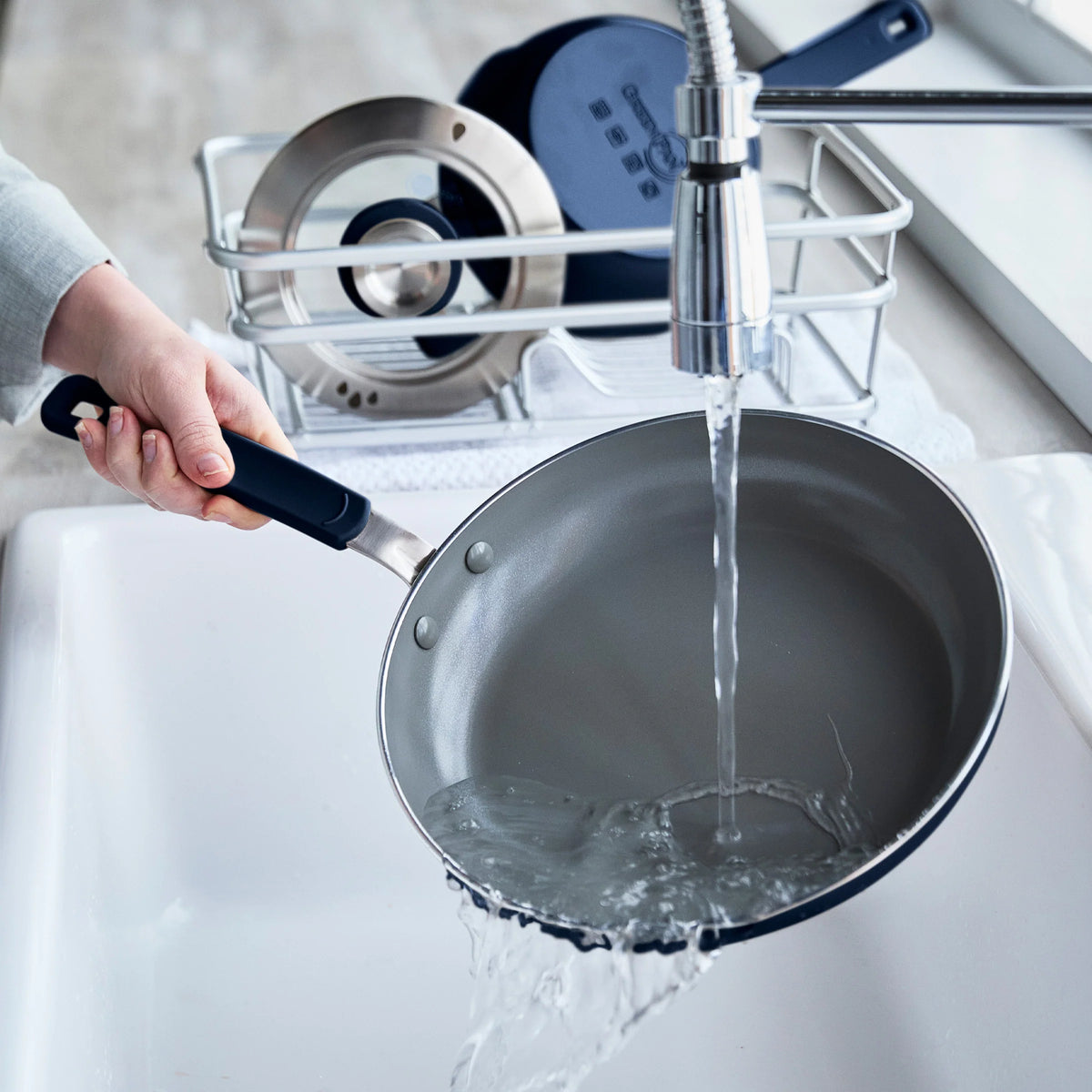 Space Saving Stack Ceramic Nonstick 11-Piece Cookware Set | Oxford Blue