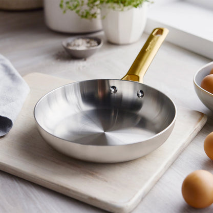 Reserve Pro Uncoated Stainless Steel 8" Frypan | Cream