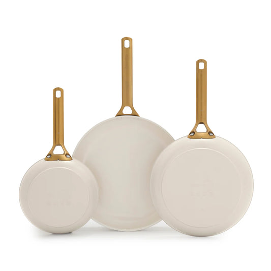 Reserve Pro Ceramic Nonstick 8", 10" and 12" Frypan Set | Cream