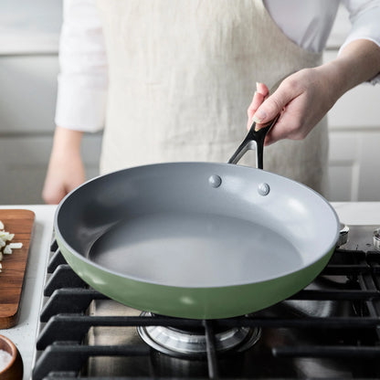 Valencia Pro Ceramic Nonstick 9.5" and 11" Frypan Set | Sage