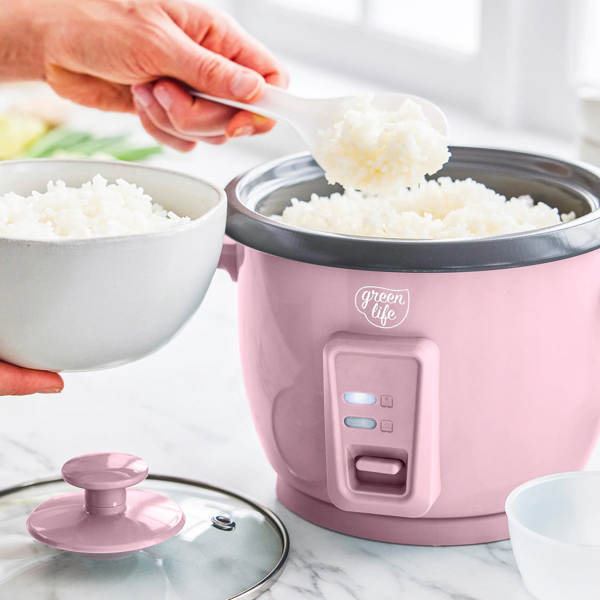 GreenLife 6-Cup Rice Cooker | Pink