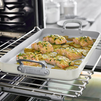 Bobby Flay by GreenPan Professional Ceramic Nonstick 18" x 11" Double Burner Griddle | Cream
