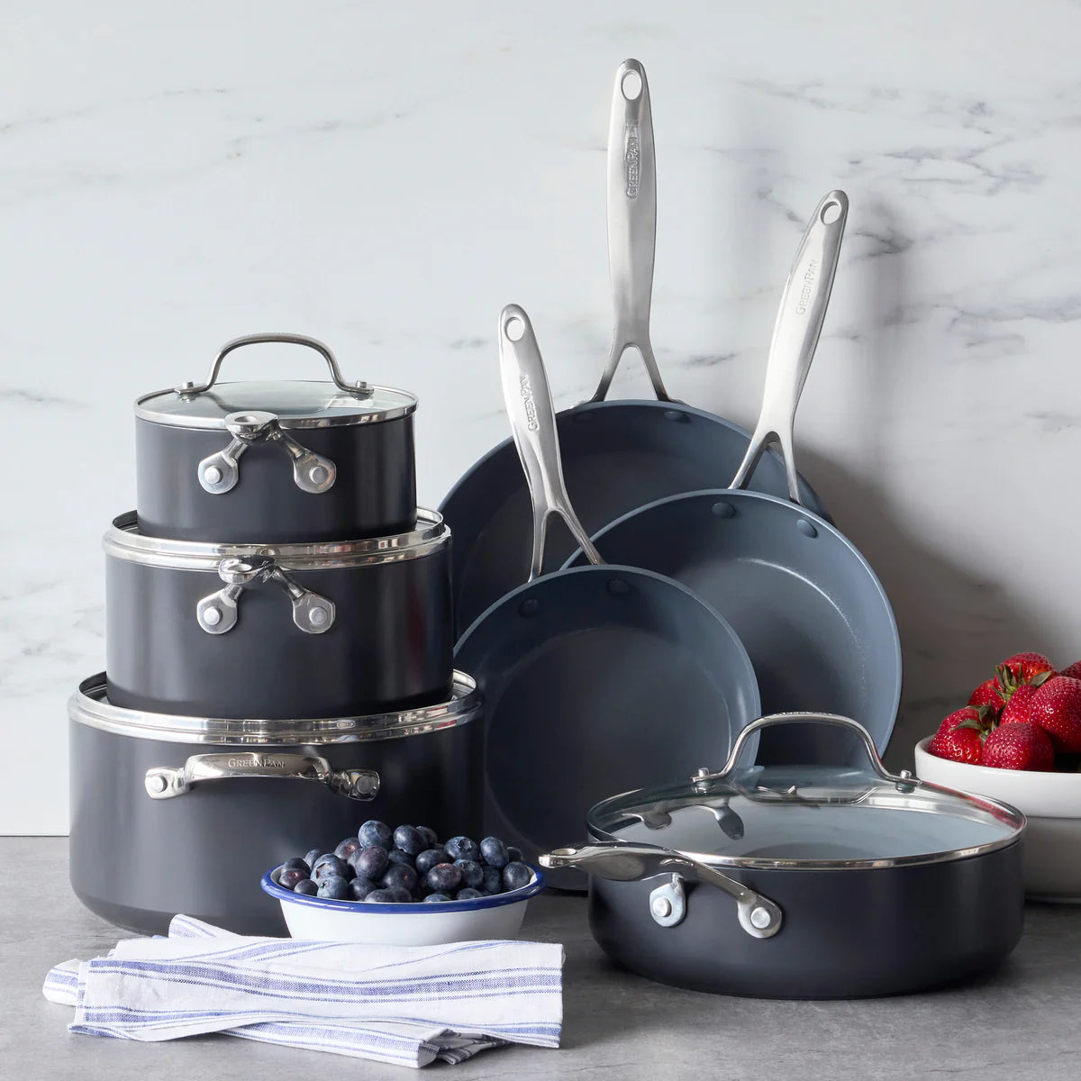 Valencia Pro Ceramic Nonstick 11-Piece Cookware Set | Gray