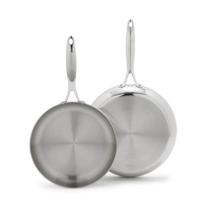 Valencia Pro Stainless Steel Uncoated 10" and 12" Frypan Set