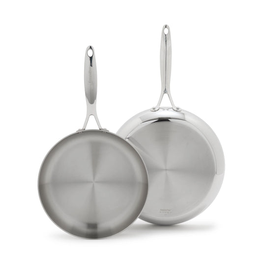 Valencia Pro Stainless Steel Uncoated 10" and 12" Frypan Set