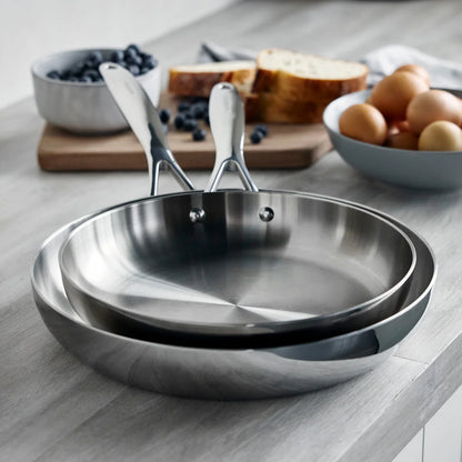 Valencia Pro Stainless Steel Uncoated 10" and 12" Frypan Set