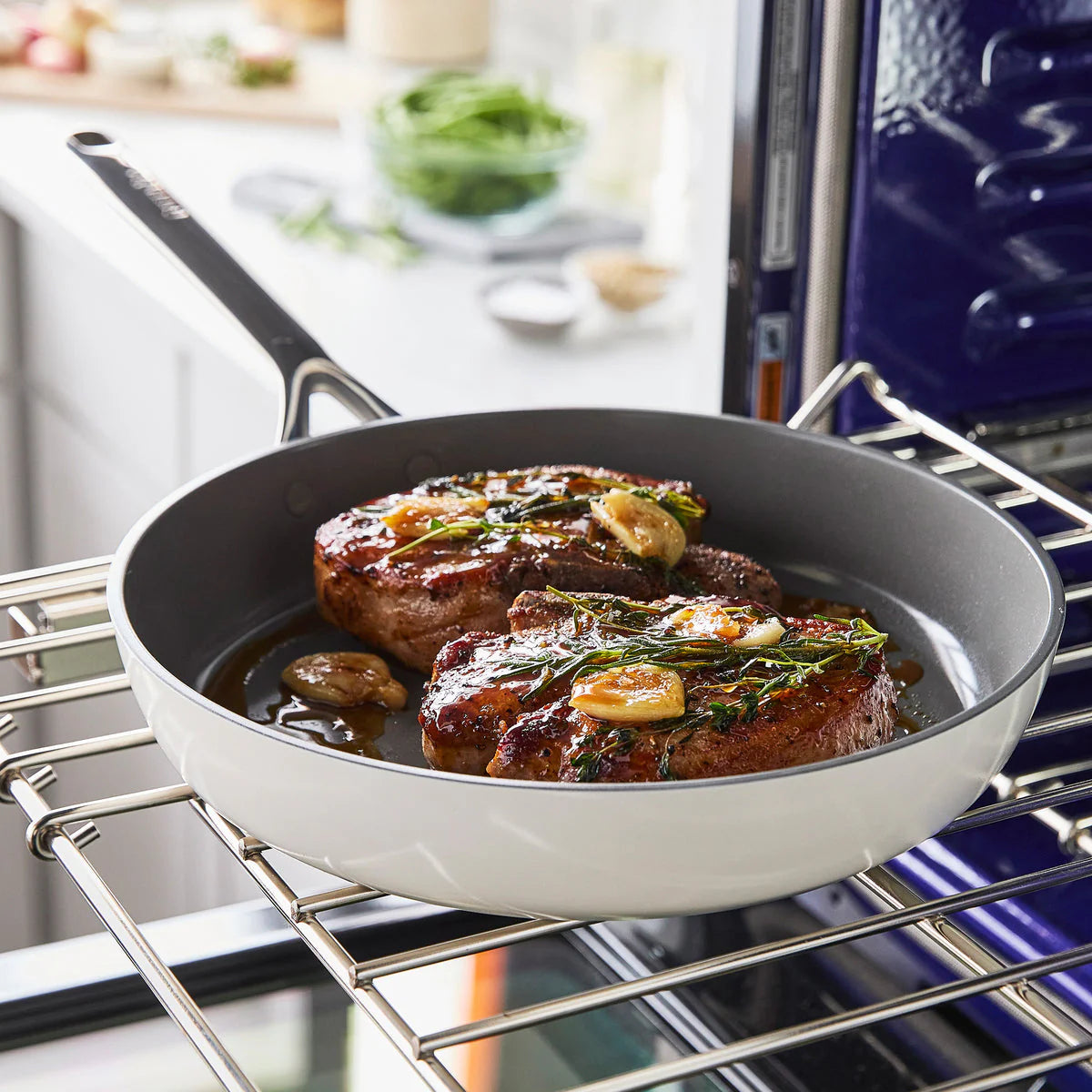 GP5 Colors Ceramic Nonstick 9.5" and 11" Frypan Set with Mirror Handles | Cloud Cream
