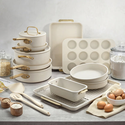 Reserve Pro 18-Piece Cookware & Bakeware Set | Cream