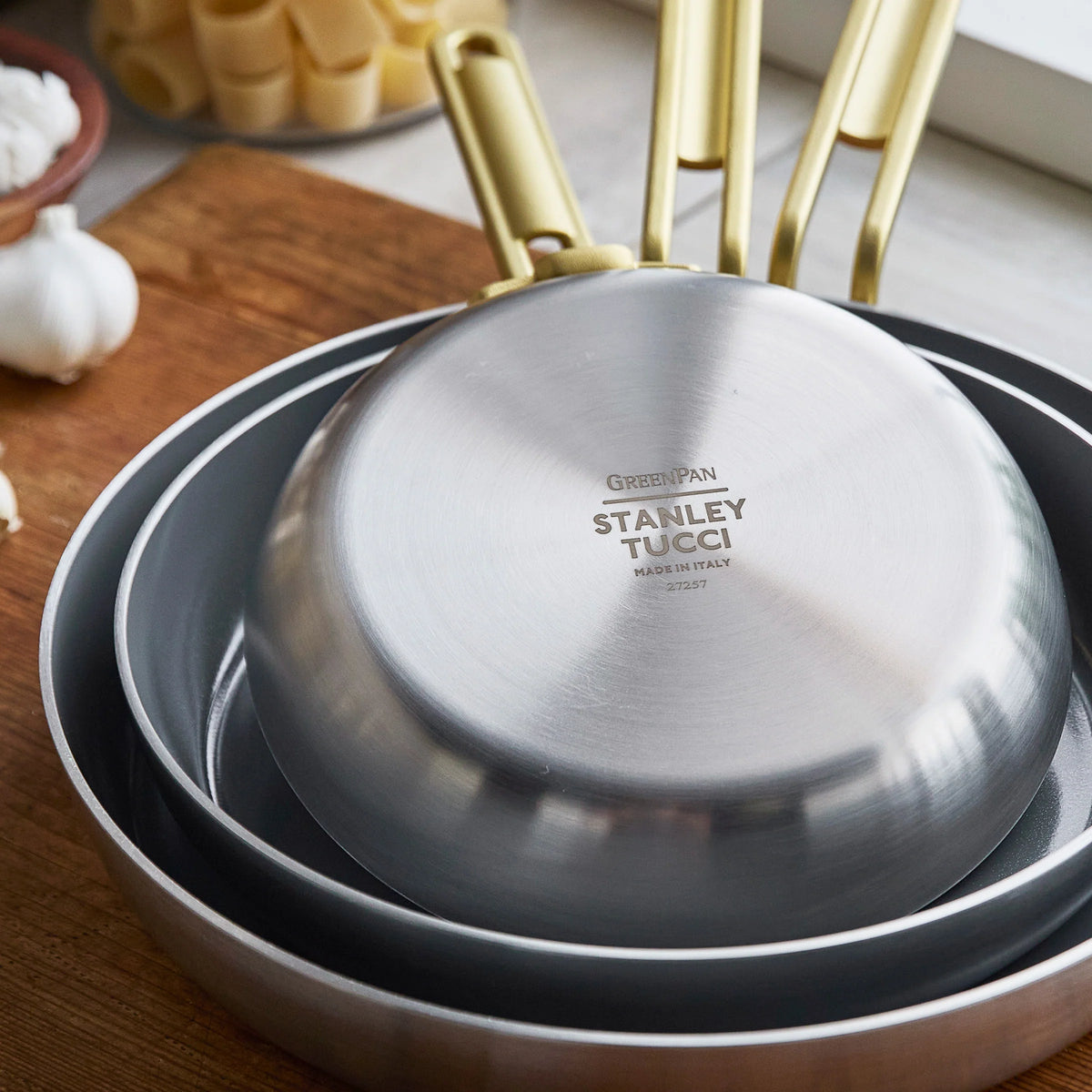 Stanley Tucci™ Stainless Steel Ceramic Nonstick 8", 10" and 12" Frypan Set