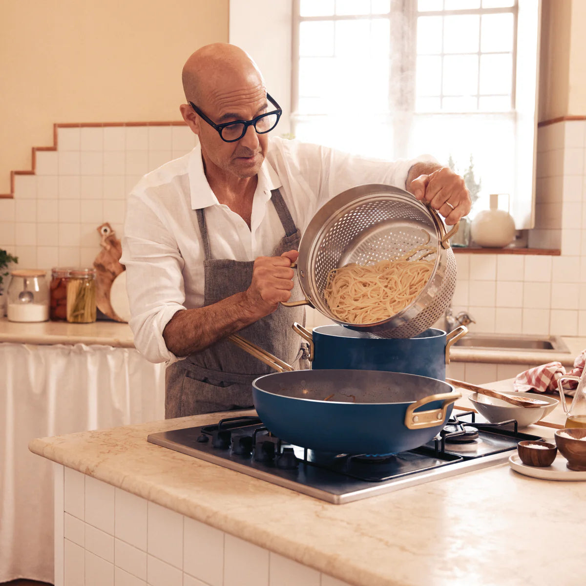 Stanley Tucci™ Ceramic Nonstick 4-Piece Saucepan Set | Marino Blue